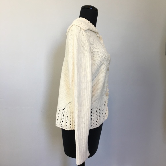 Liz Claiborne Cream Fancy Knit Cardigan, - Picture 4 of 11